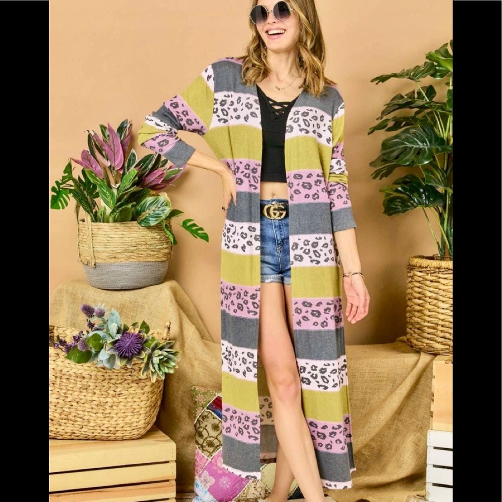Leopard Print Open Front Cardigan With Matching Top.